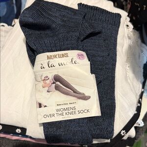 Muk Luks Dark Blue Marl Over the Knee Socks